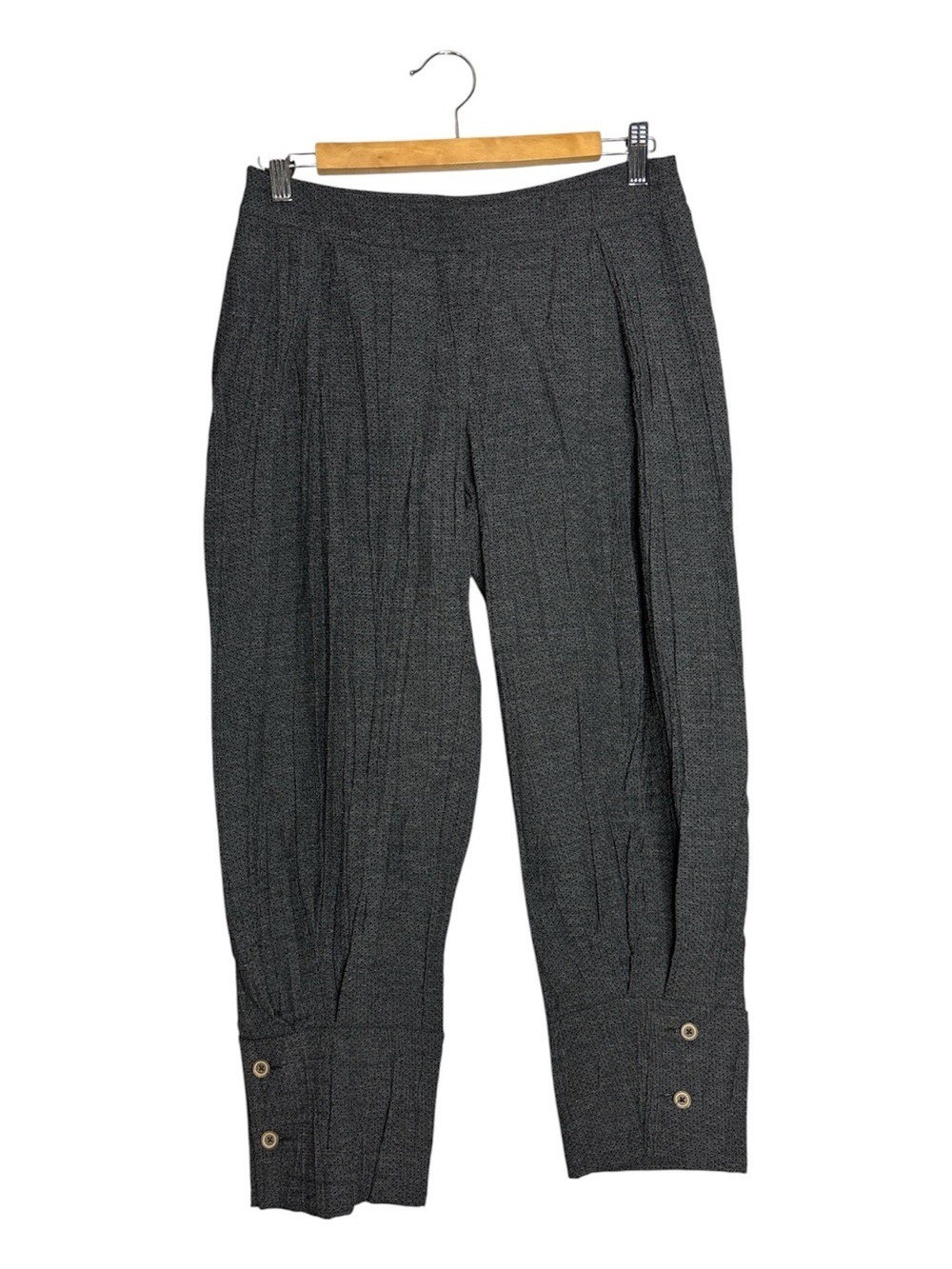 Crea Concept Cropped Textured Crinkled Lagenlook Balloon Trouser Pants, size 38